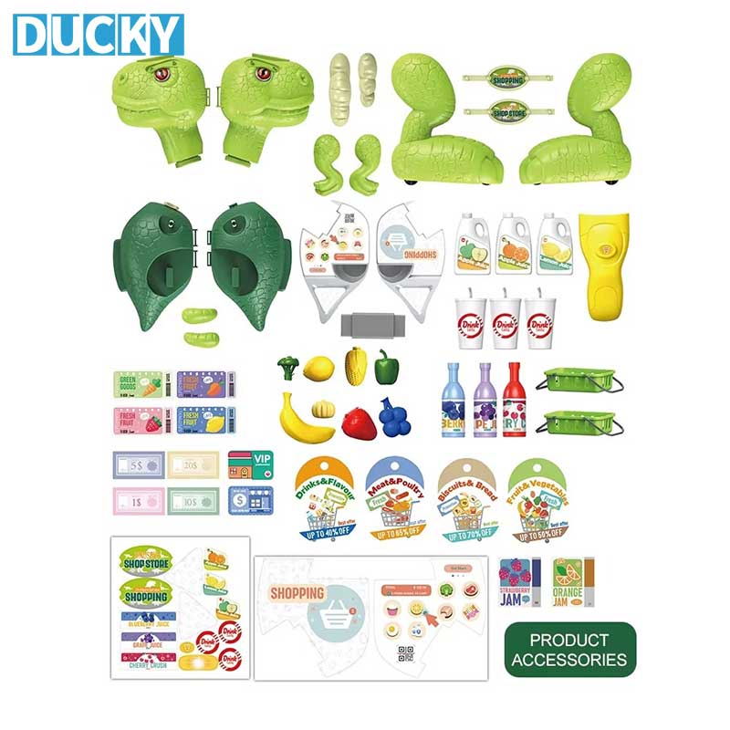 Plastic Sliding T-Rex Toy Dinosaur Deformation Pretend Play Set Supermarket Role-Play - Image 3