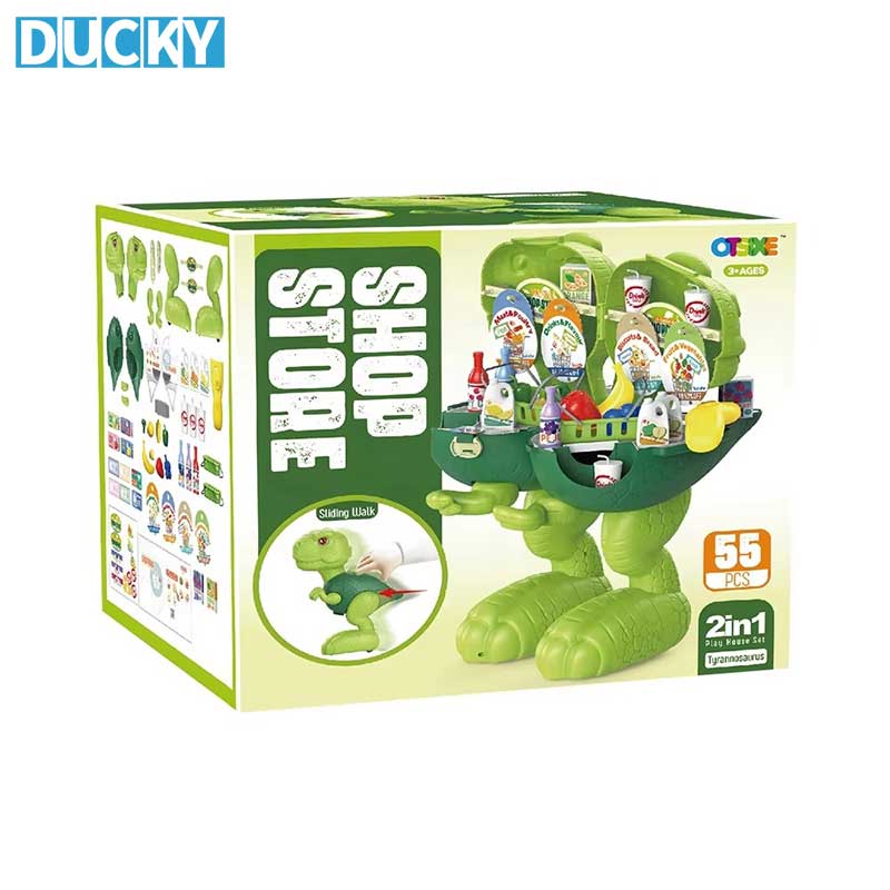 Plastic Sliding T-Rex Toy Dinosaur Deformation Pretend Play Set Supermarket Role-Play - Image 4
