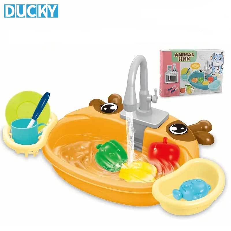 Kids Toy Kitchen Sink with Real Water Flow Play Set - Image 5