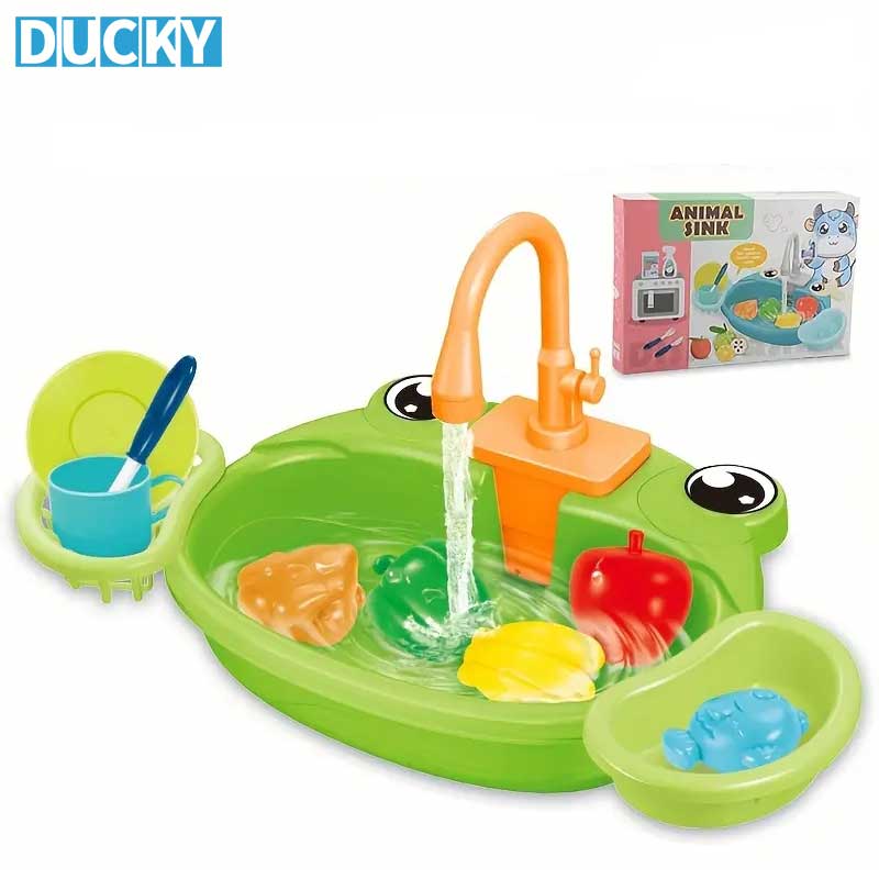 Kids Toy Kitchen Sink with Real Water Flow Play Set - Image 4