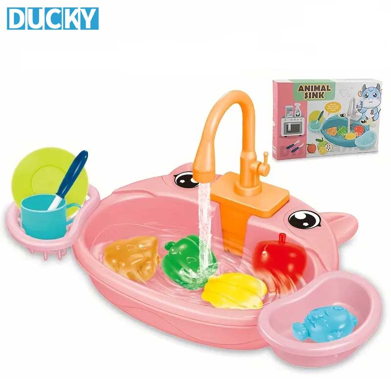 Kids Toy Kitchen Sink with Real Water Flow Play Set - Image 2