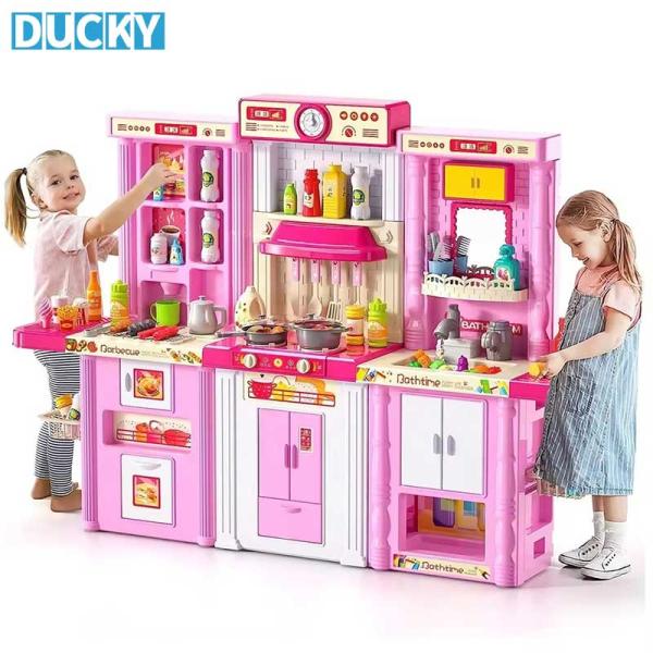 3-in-1 Kitchen & Vanity Playset Pretend BBQ Grill Dresser Table for Girls (MOQ 100 PCS)