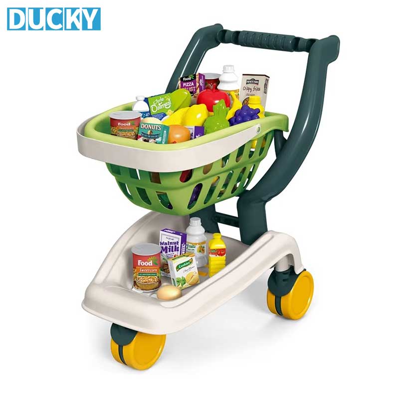 Pretend Play Supermarket Toy Trolley Shopping Cart