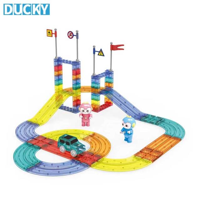 63pcs Magnetic Building Blocks for Racing Car Tracks Wholesale Supplier