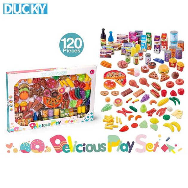 Kids Pretend Play Kitchen Set Mini Plastic Cooking Toy Food