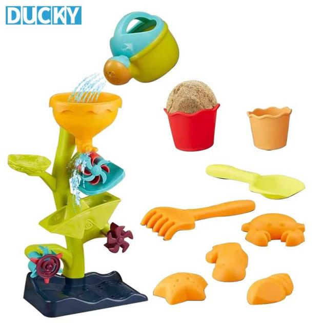 Funny Beach Toys Set Rotating Waterfall Shovel & Hourglass Sand Tool