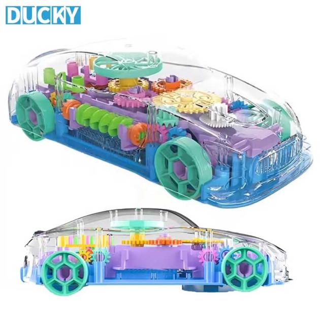 Electric Light Up Helical Gear Car Toy Transparent Dynamic Racing Toy
