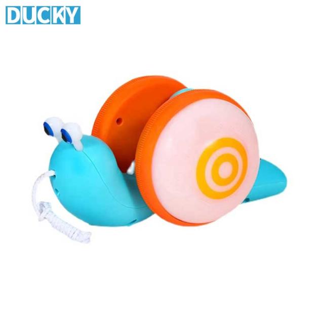 Musical Cartoon Snail Pull Toy Light Up Early Education Walking Toy