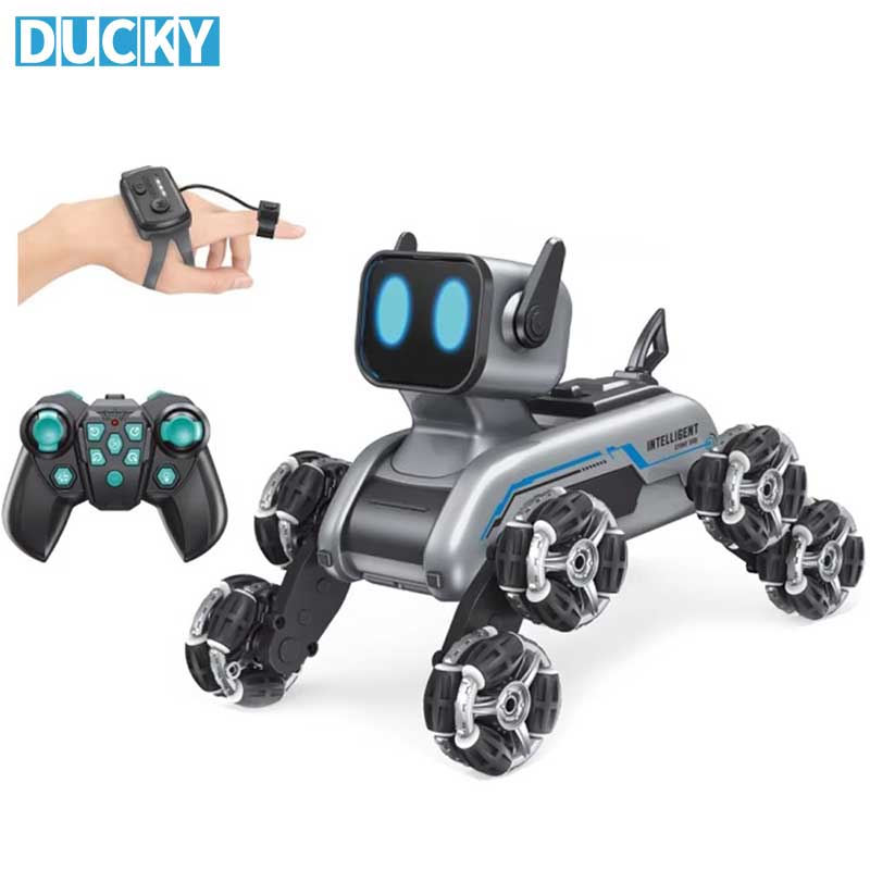 Smart AI Robot Dog Toy Watch Controlled 8-Wheel Stunt Robot Pet