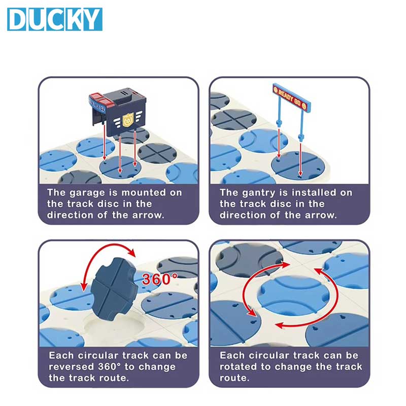 34 PCS DIY Track Maze Toy Educational Logical Road Builder Police Car - Image 2