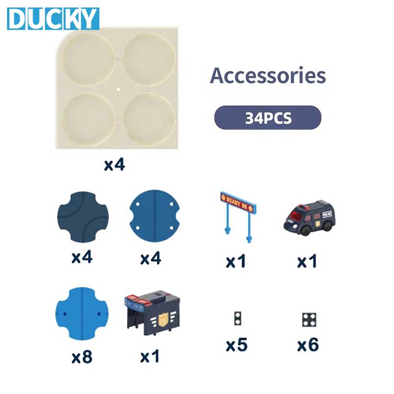 34 PCS DIY Track Maze Toy Educational Logical Road Builder Police Car - Image 3