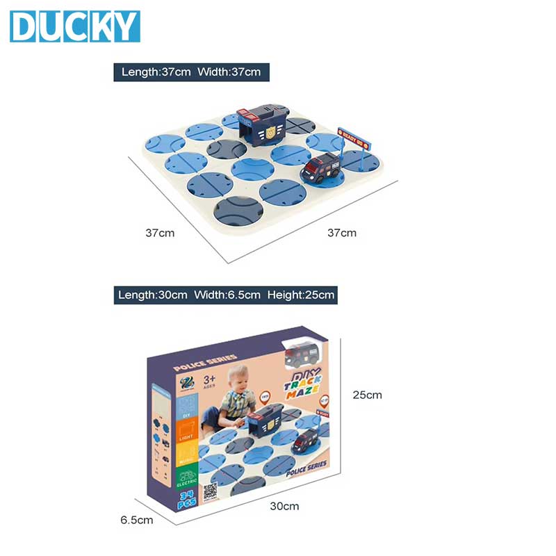 34 PCS DIY Track Maze Toy Educational Logical Road Builder Police Car - Image 4