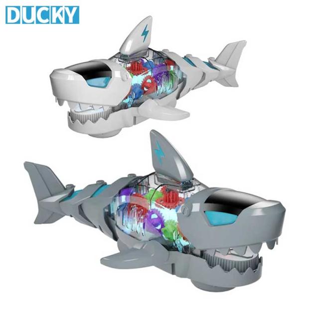 Wholesale Electric Light-Up Shark Toy Musical Flashing Gear Fish Toy