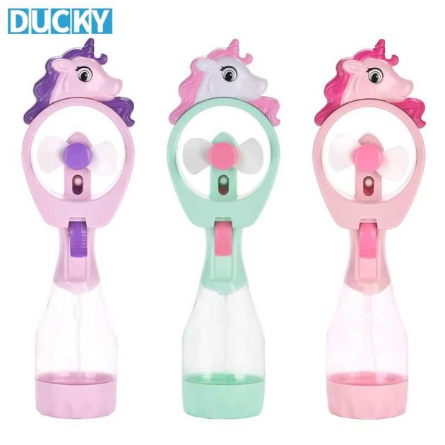 Wholesale Unicorn Mist Spraying Toy Fan for Kids Battery Operated Cooling Fan