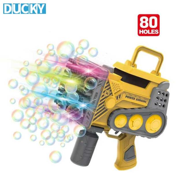 Wholesale Electric 80-Hole Bubble Gun Toy Gatling Style Bubble Blaster for Kids Outdoor Play