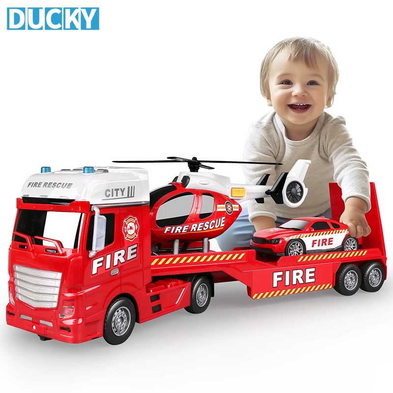 Wholesale 3-in-1 Helicopter Car Toy Set Pull Back Friction Fire Engine & Traffic Toys