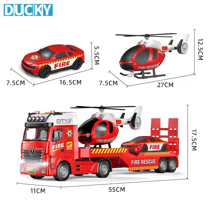 Wholesale 3-in-1 Helicopter Car Toy Set Pull Back Friction Fire Engine & Traffic Toys - Image 3